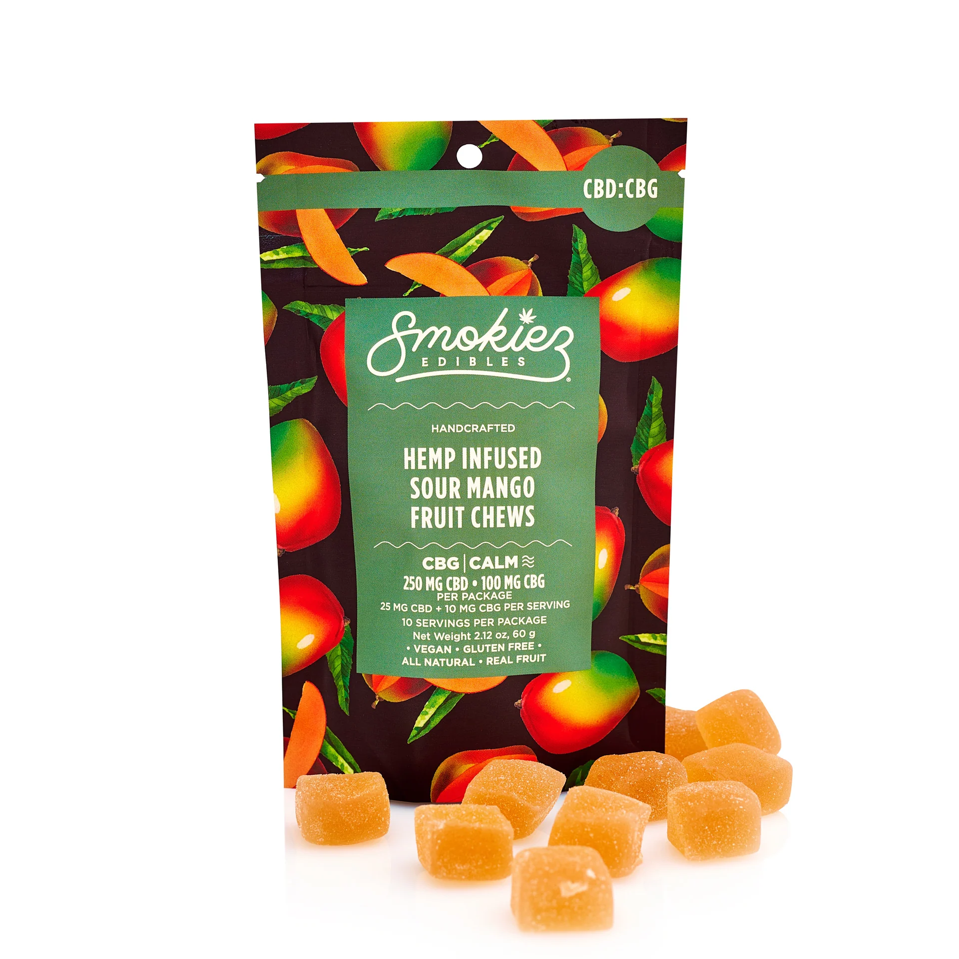 Smokiez Sour Mango Cbd:cbg 2.5:1 Gummies Smokiez 10-Pack Sour Mango Cbd + Cbg Gummies