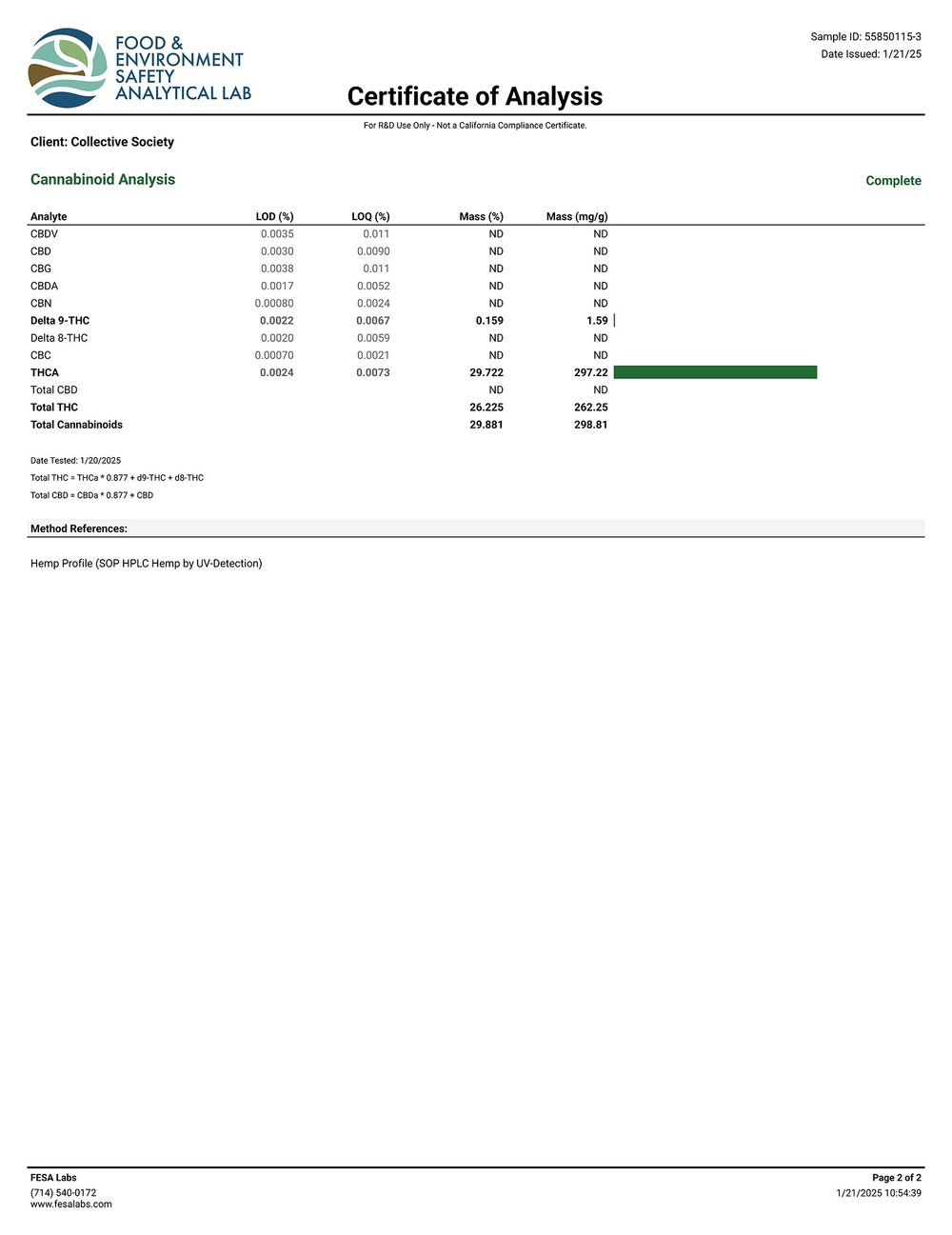 DoughLicious Blue Nerdz Exotic THCA Flower COA Page 2 1-21-25