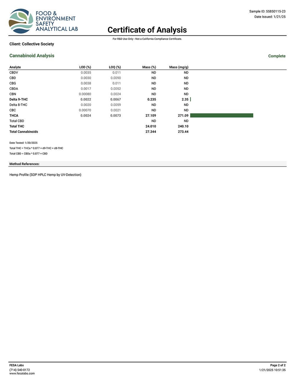 Lost Jane Marshmallow OG Exotic THCA Flower COA Page 2 1-21-25