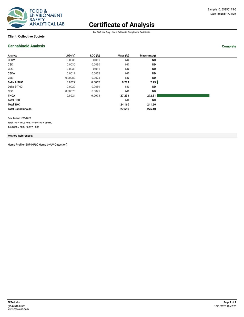 Lost Jane Strawberry Taffy Exotic THCA Flower COA Page 2 1-21-25